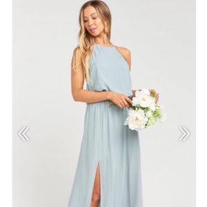 Heather halter dress - silver sage crisp